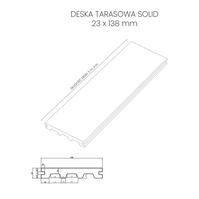 Deska Tarasowa Kompozytowa Solid Premium Natural Wood – dł. 3 m Deska Tarasowa Kompozytowa Solid Premium Natural Wood – dł. 3 m