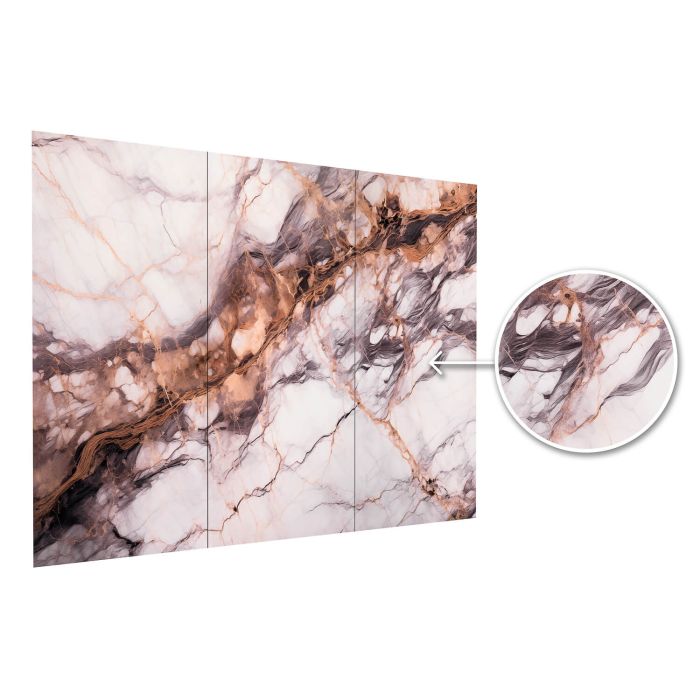 Panel stenový XXL Breccia Medený Lesklý 120 x 280 cm 3 mm – sada 3 ks (ABC)