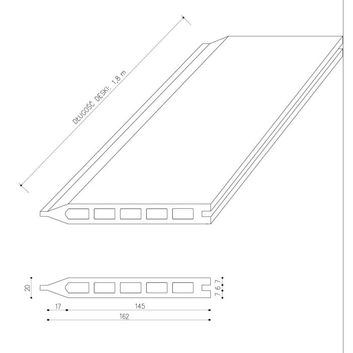 Deska Ogrodzeniowa Standard Brąz 162 x 20 mm – dł. 1,8 m