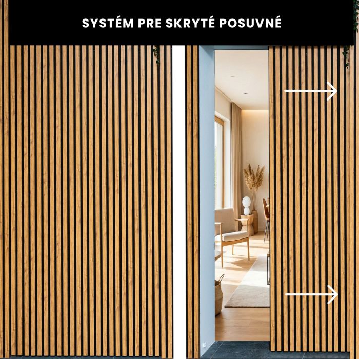 Systém pre skryté posuvné dvere 120 cm – Pravá strana | Čierny