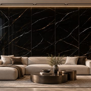 Panel stenový SPC Mramor Marquina Čierny Lesklý 120 x 280 cm  4 mm