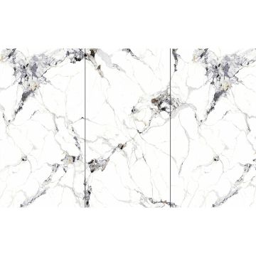 Panel stenový SPC Mramor Carrara Biely Lesklý 280 x 360 cm  4 mm - sada 3 ks (ABC)