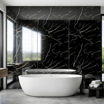 Panel stenový SPC Mramor Marquina Čierny Lesklý 120 x 280 cm  4 mm