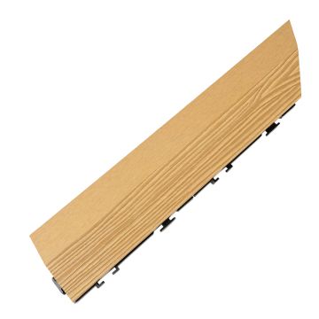 Rohová ľavá kompozitná terasová dlažba 3D Medový Teak
