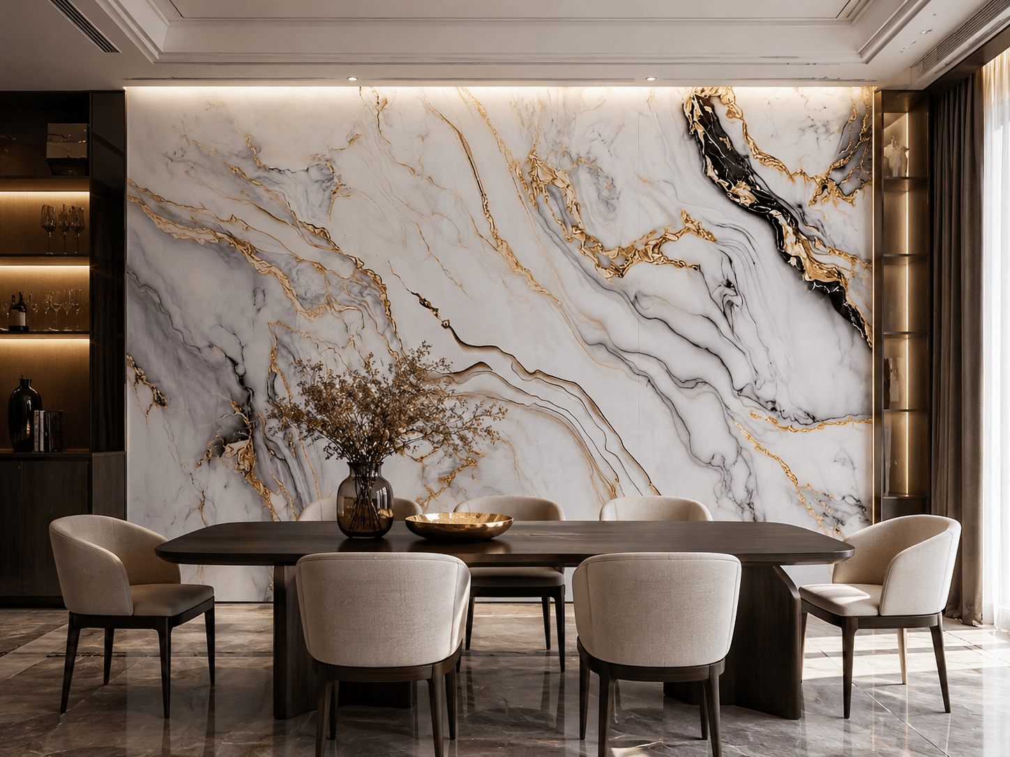 Panel stenový XXL Arabescato Zlatý Lesklý 120 x 280 cm 3 mm – sada 3 ks (ABC) Panel stenový XXL Arabescato Zlatý Lesklý 120 x 280 cm 3 mm – sada 3 ks (ABC)