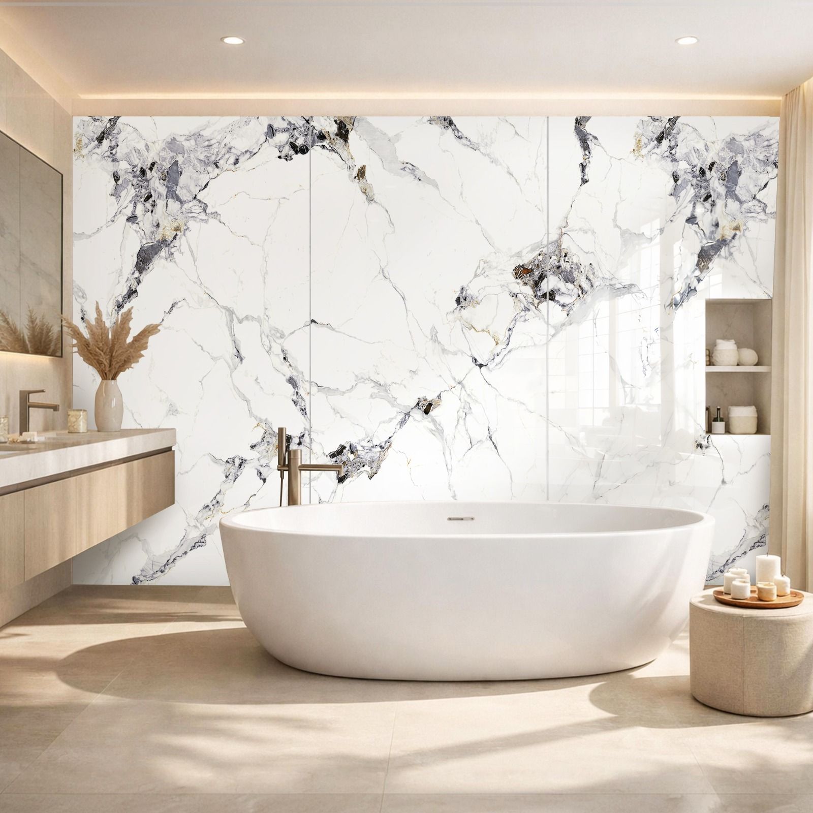 Panel stenový SPC Mramor Carrara Biely Lesklý 120 x 280 cm 4 mm (B) Panel stenový SPC Mramor Carrara Biely Lesklý 120 x 280 cm 4 mm (B)