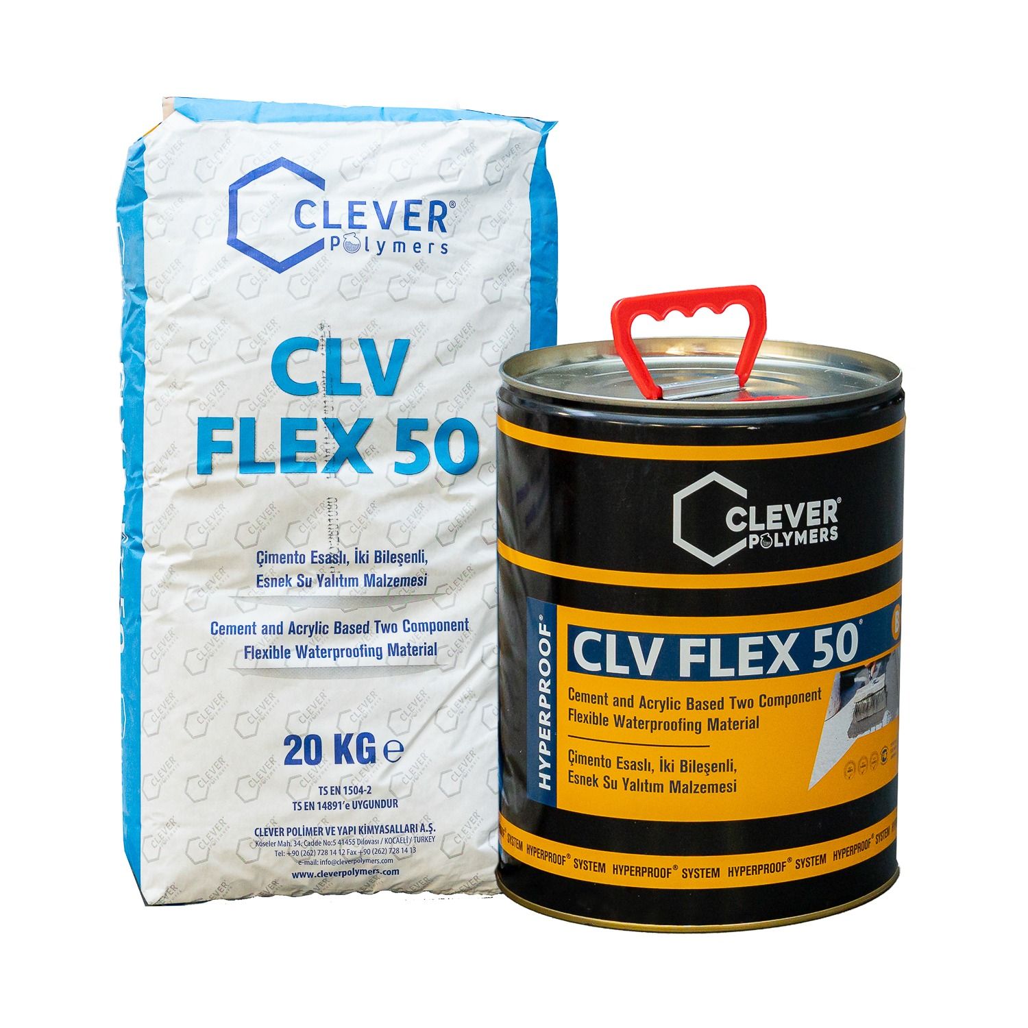Dvojzložková polymérová hydroizolácia CLEVER CLV FLEX 50 – 20 kg + 4 l