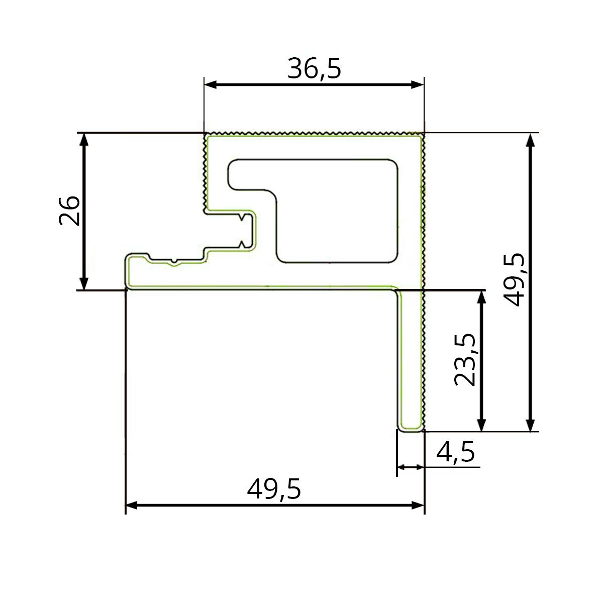 Listwa Kompozytowa Lamelowa typu F Premium Amber 36,5 x 49,5 mm – dł. 2,9 m