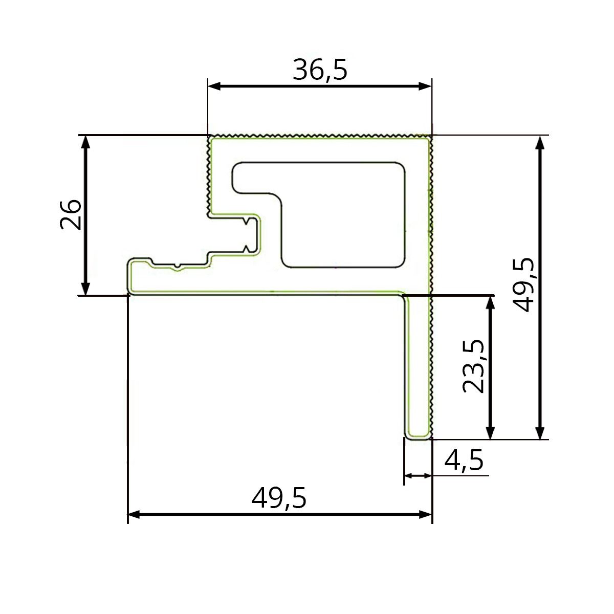 Lišta Lamelová typu F Premium Zlatý Dub / Čierny 36,5 x 49,5 mm – 2,9 m