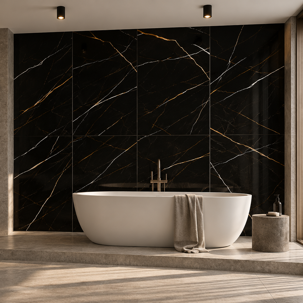 Panel stenový SPC Mramor Marquina Čierny Lesklý 60 x 120 4 mm Panel stenový SPC Mramor Marquina Čierny Lesklý 60 x 120 4 mm