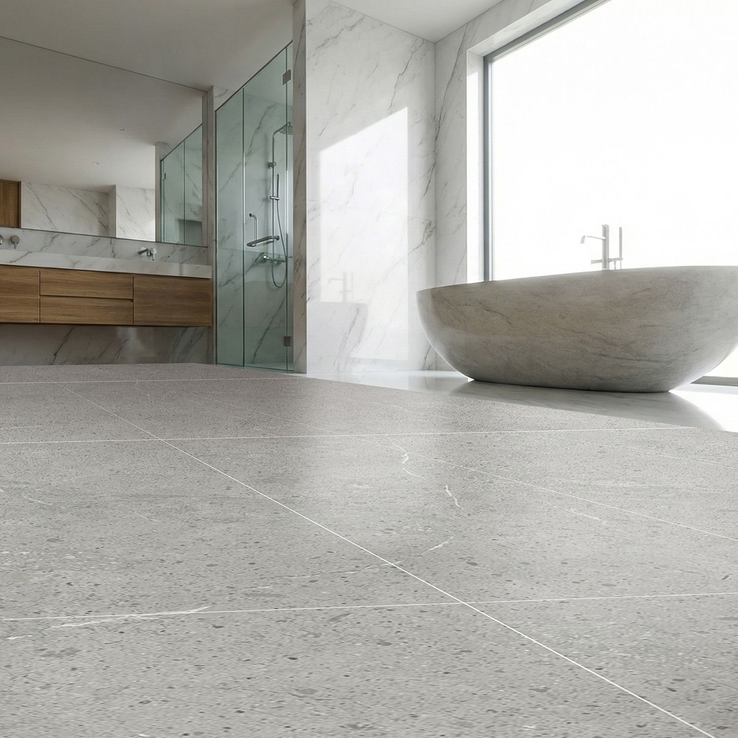 Vinylový podlahový panel SPC Kameň Limestone Sivý Mat 45 × 90 cm 4 mm – 1 ks