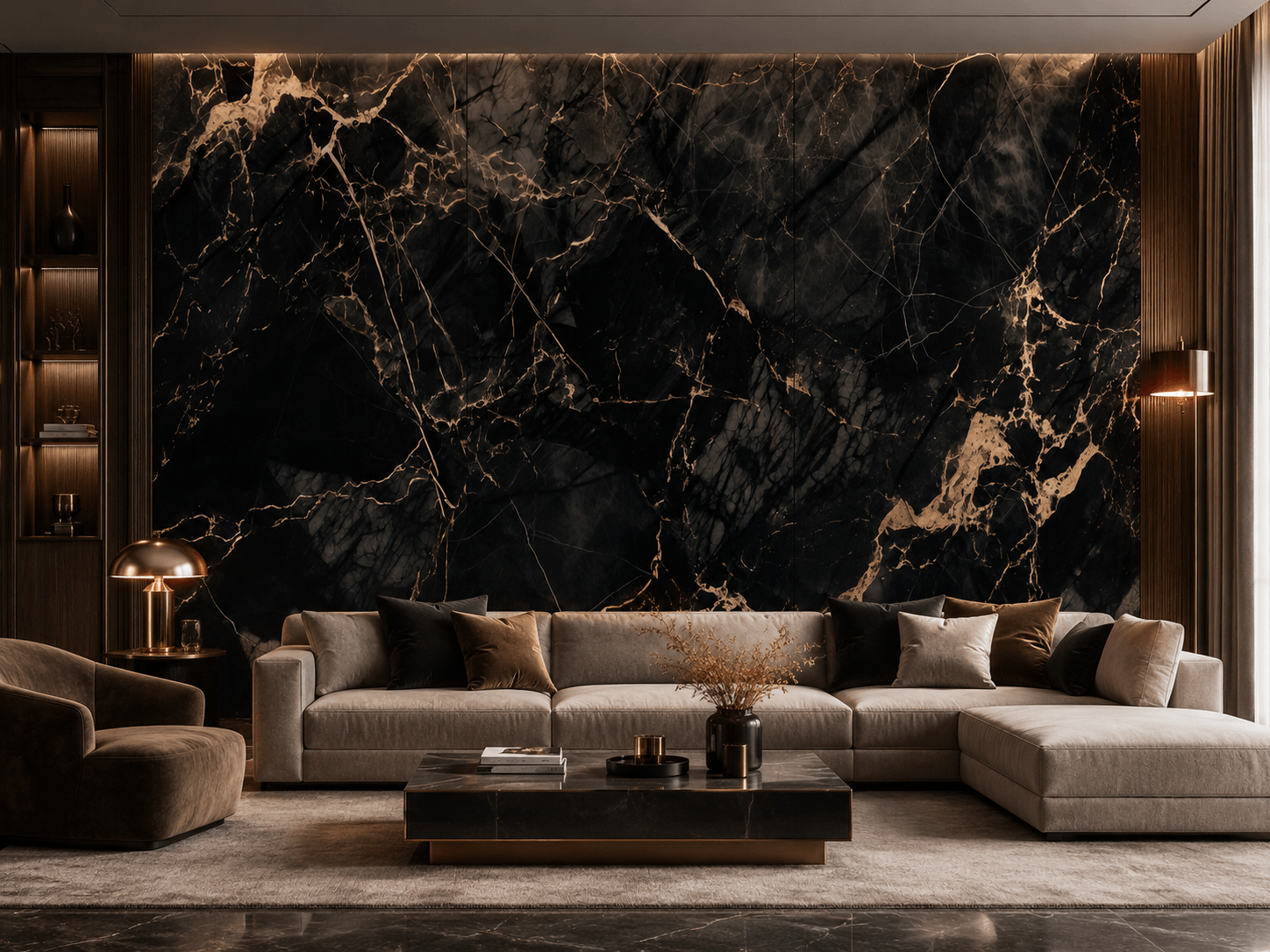 Panel stenový XXL Portoro Čierny Lesklý 120 x 280 cm 3 mm – sada 3 ks (ABC)