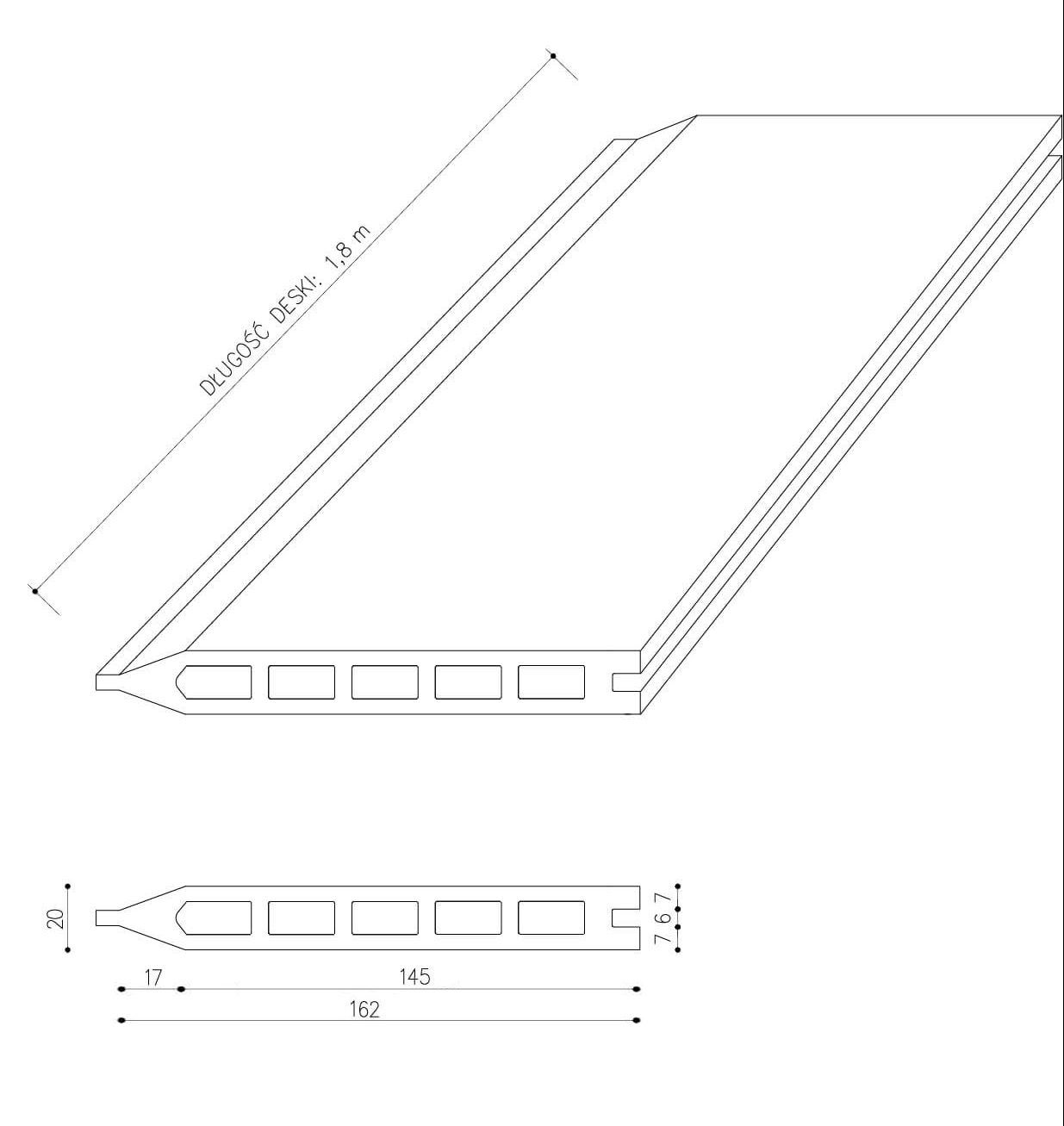 Deska Ogrodzeniowa Premium Antracyt 162 x 20 mm – dł. 1,8 m