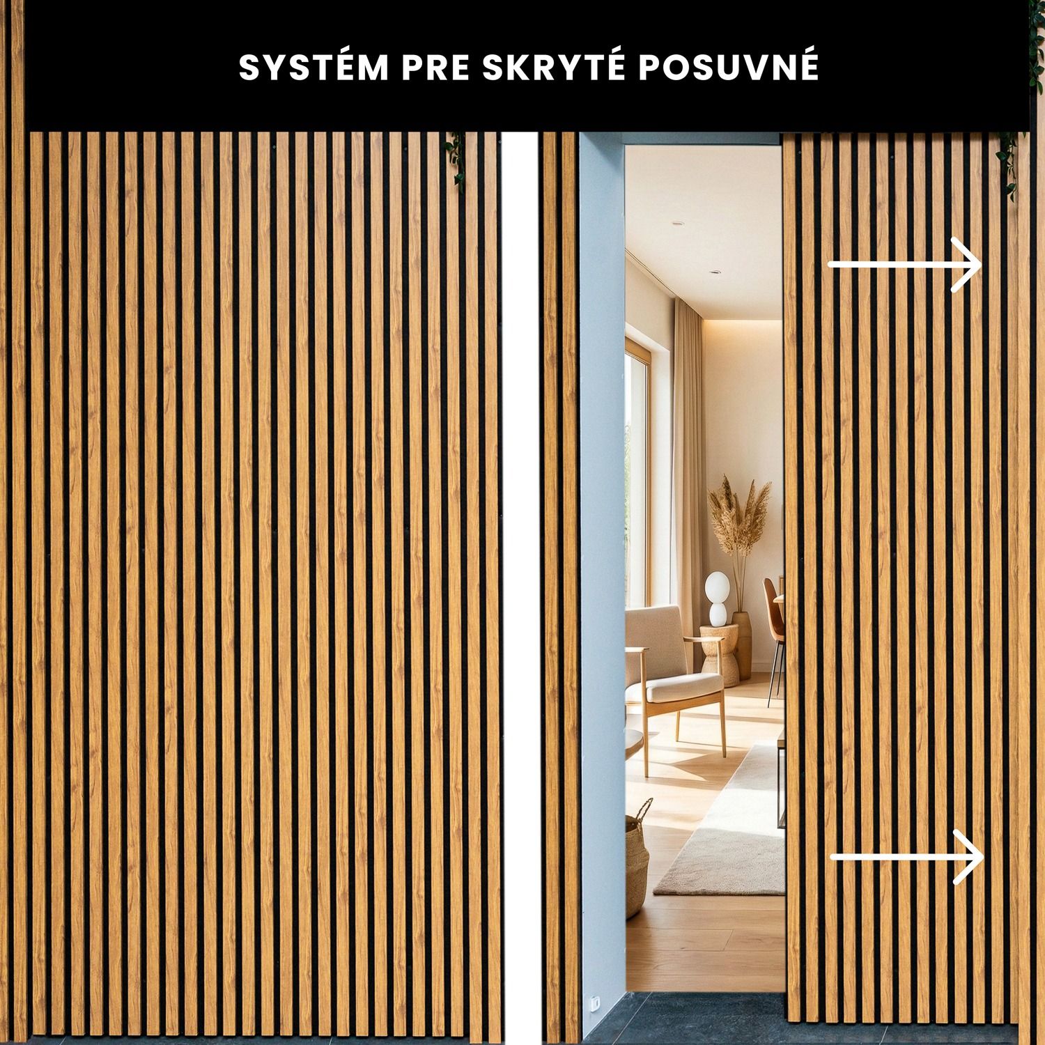 Systém pre skryté posuvné dvere 120 cm – Pravá strana | Čierny