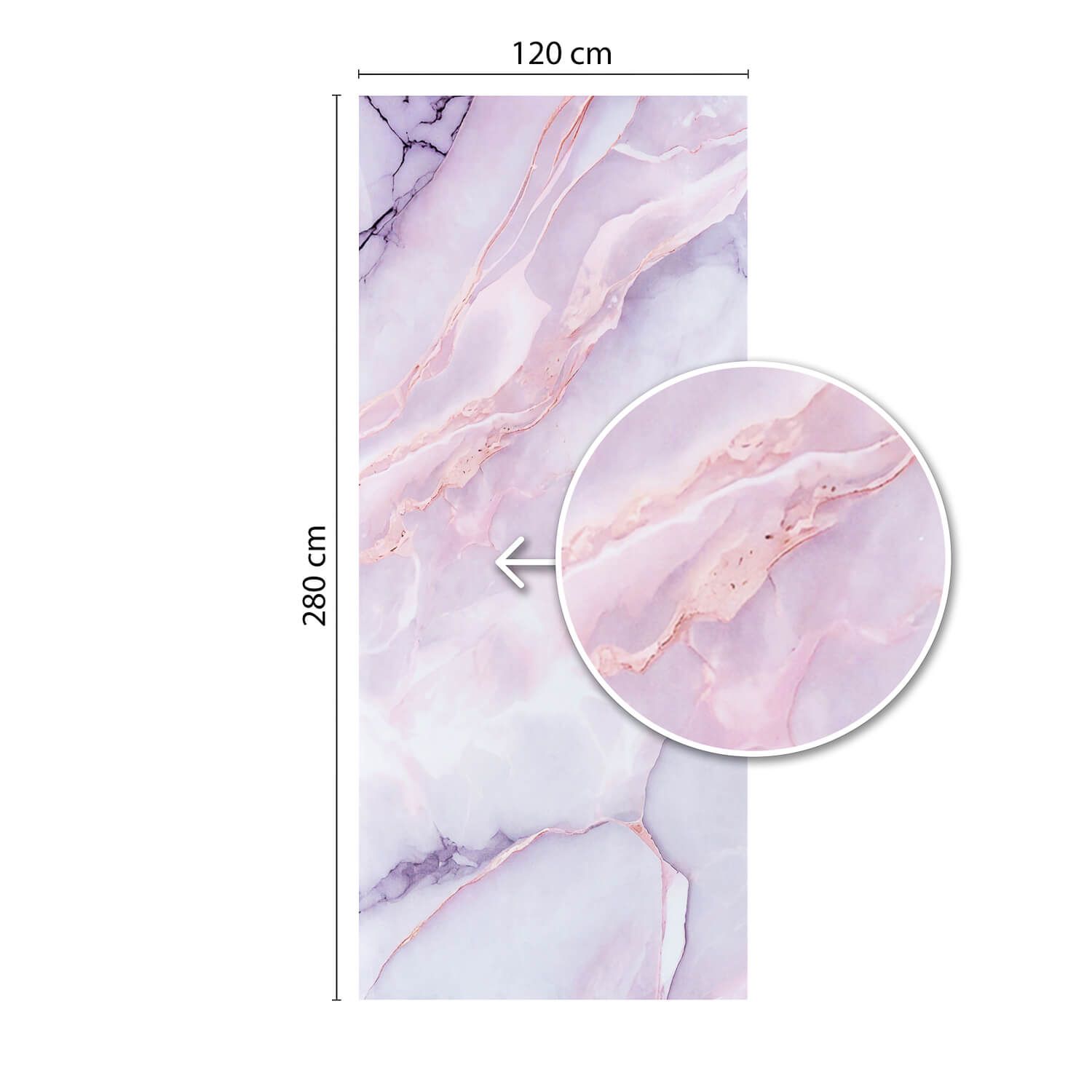 Panel stenový XXL Statuario Ružový Lesklý 120 x 280 cm 3 mm (A)